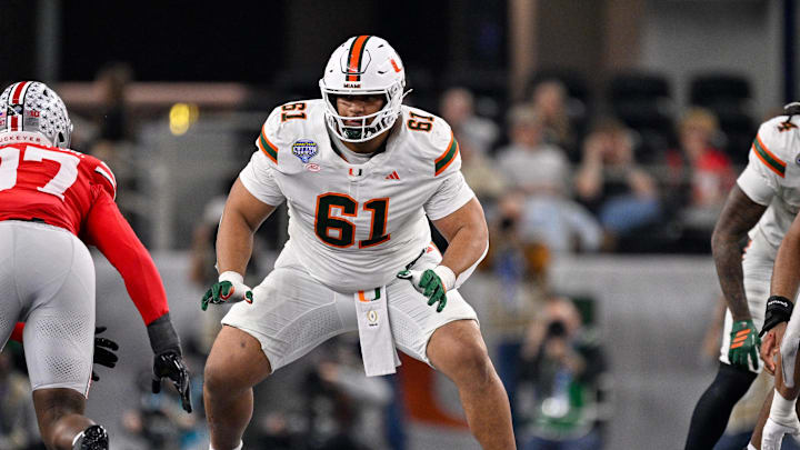 Miami Hurricanes offensive tackle Francis Mauigoa