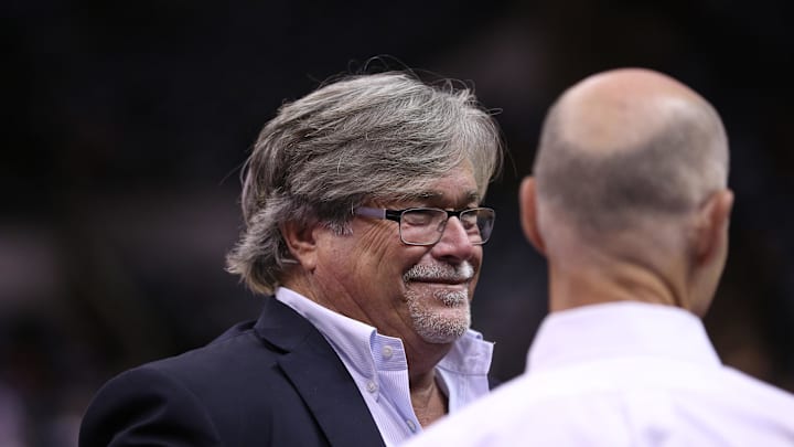 Jun 15, 2014; San Antonio, TX, USA; Miami Heat owner Micky Arison prior to the game against the San Antonio Spurs in game five of the 2014 NBA Finals at AT&T Center. Mandatory Credit: Soobum Im-Imagn Images