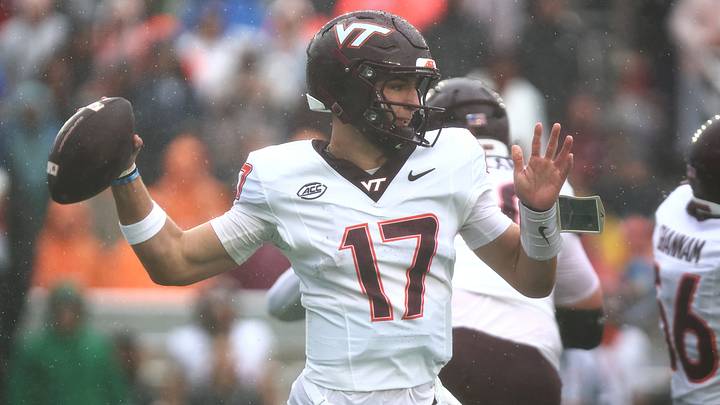 Sep 26, 2026; Chestnut Hill, Massachusetts, USA; Virginia Tech Hokies quarterback Ethan Grunkemeyer (17) throws in the first half against the Boston College Eagles at Alumni Stadium. Mandatory Credit: Edward Finan-Imagn Images Sep 26, 2026; Chestnut Hill, Massachusetts, USA; Virginia Tech Hokies quarterback Ethan Grunkemeyer (17) throws in the first half against the Boston College Eagles at Alumni Stadium. Mandatory Credit: Edward Finan-Imagn Images