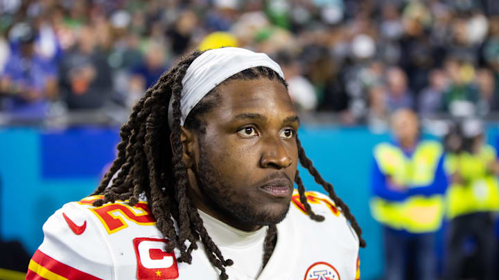 Feb 12, 2023; Glendale, Arizona, US; Kansas City Chiefs linebacker Nick Bolton (32) against the
