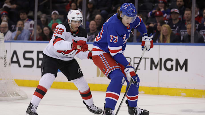 New York Rangers center Matt Rempe (73) 