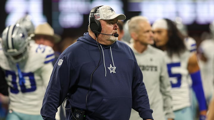 Nov 3, 2024; Atlanta, Georgia, USA; Dallas Cowboys head coach Mike McCarthy on the field against the Atlanta Falcons in the fourth quarter at Mercedes-Benz Stadium. Mandatory Credit: Brett Davis-Imagn Images