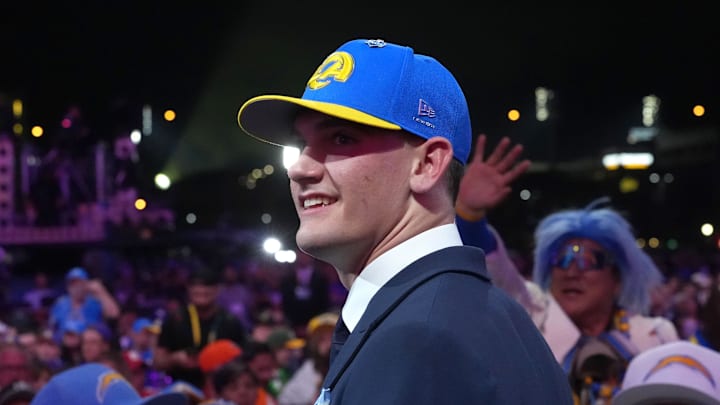 Apr 23, 2026; Pittsburgh, PA, USA; Alabama Crimson Tide quarterback Ty Simpson is selected by the Los Angeles Rams as the number 13 pick during the 2026 NFL Draft at Acrisure Stadium. Mandatory Credit: Kirby Lee-Imagn Images