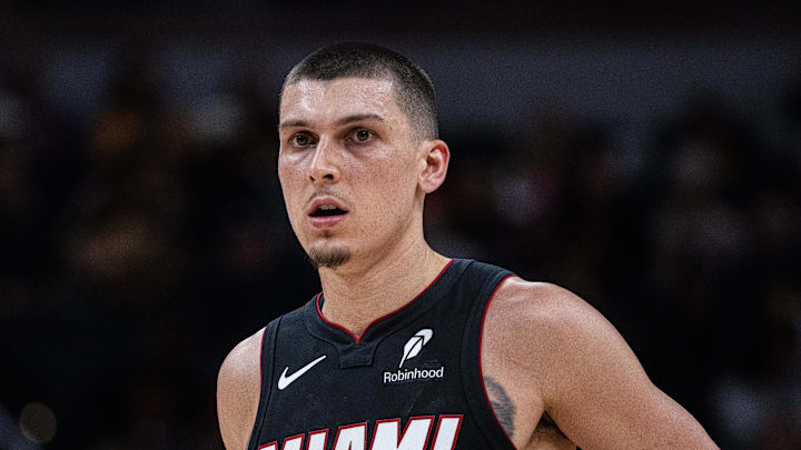 Jan 10, 2026; Indianapolis, Indiana, USA; Miami Heat guard Tyler Herro (14) in the second half against the Indiana Pacers at Gainbridge Fieldhouse. Mandatory Credit: Trevor Ruszkowski-Imagn Images Jan 10, 2026; Indianapolis, Indiana, USA; Miami Heat guard Tyler Herro (14) in the second half against the Indiana Pacers at Gainbridge Fieldhouse. Mandatory Credit: Trevor Ruszkowski-Imagn Images