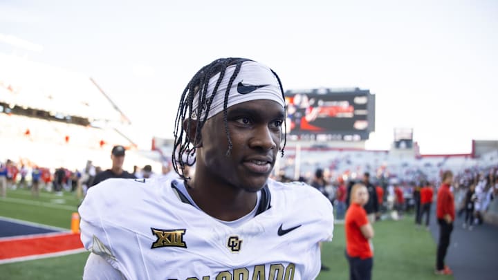 Oct 19, 2024; Tucson, Arizona, USA; Colorado Buffalos safety RJ Johnson (5) against the Arizona Wildcats at Arizona Stadium. Mandatory Credit: Mark J. Rebilas-Imagn Images