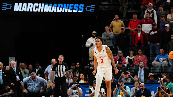 Mar 24, 2024; Memphis, TN, USA; Houston Cougars guard Ramon Walker Jr. (3) celebratres after