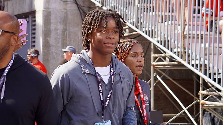 Kenaz Sullivan, North Stafford defensive back, soaks up the atmosphere of the game between the Ohio State Buckeyes and Texas Longhorns.