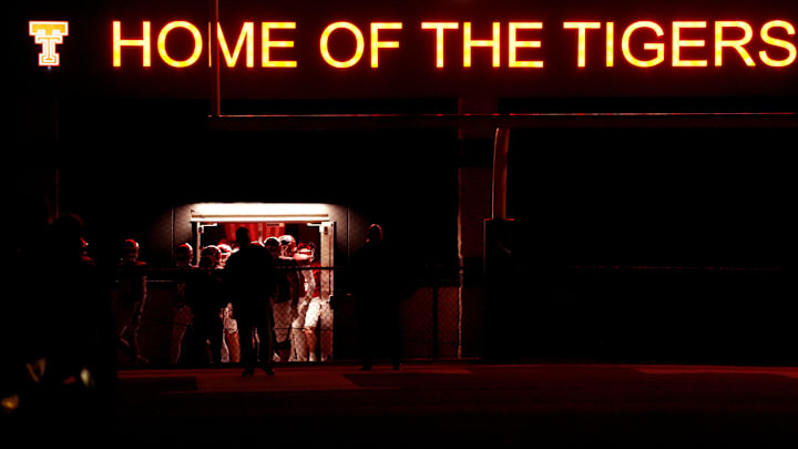 Tuttle players exit their locker room before a high school football playoff game between Tuttle and Grove on Nov. 21, 2025.
