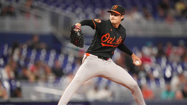 May 7, 2026; Miami, Florida, USA;  Baltimore Orioles pitcher Cade Povich (37) throws in the first inning against the Miami Marlins at loanDepot Park. Mandatory Credit: Jim Rassol-Imagn Images