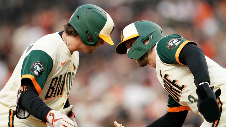 Apr 24, 2026; Baltimore, Maryland, USA; Baltimore Orioles catcher Adley Rutschman (35) greeted by outfielder Taylor Ward (3) following his two-run home run during the first inning against the Boston Red Sox at Oriole Park at Camden Yards. Mandatory Credit: Mitch Stringer-Imagn Images Apr 24, 2026; Baltimore, Maryland, USA; Baltimore Orioles catcher Adley Rutschman (35) greeted by outfielder Taylor Ward (3) following his two-run home run during the first inning against the Boston Red Sox at Oriole Park at Camden Yards. Mandatory Credit: Mitch Stringer-Imagn Images