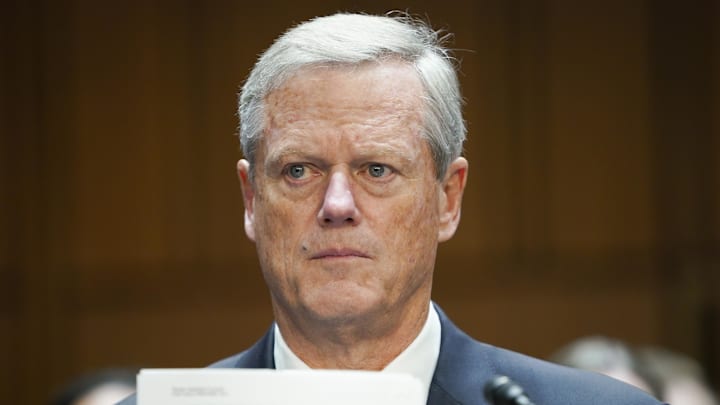 Oct 17, 2023; Washington, DC, USA; NCAA President Charlie Baker before the start of the Senate Judiciary Committe. Mandatory Credit: Jack Gruber-USA TODAY