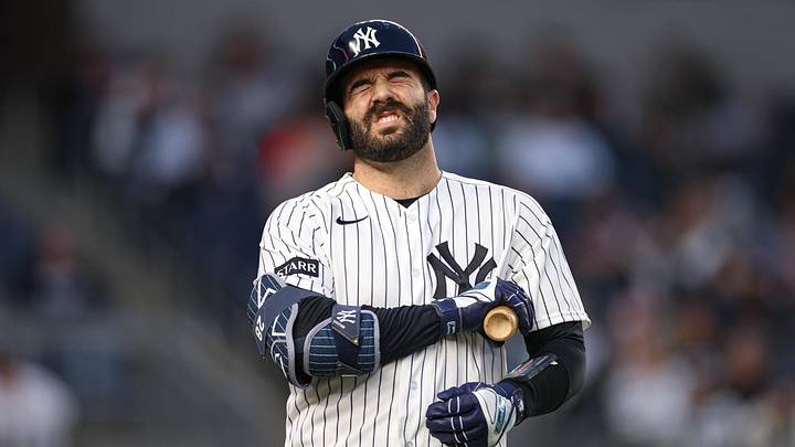 May 1, 2026; Bronx, New York, USA; New York Yankees catcher Austin Wells (28) reacts during an at bat during the second inning against the Baltimore Orioles at Yankee Stadium. Mandatory Credit: Vincent Carchietta-Imagn Images