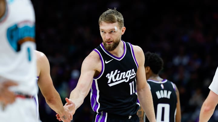 Mar 17, 2025; Sacramento, California, USA; Sacramento Kings forward Domantas Sabonis (11) looks on after a play during the second quarter against the Memphis Grizzlies at Golden 1 Center. Mandatory Credit: Sergio Estrada-Imagn Images Mar 17, 2025; Sacramento, California, USA; Sacramento Kings forward Domantas Sabonis (11) looks on after a play during the second quarter against the Memphis Grizzlies at Golden 1 Center. Mandatory Credit: Sergio Estrada-Imagn Images