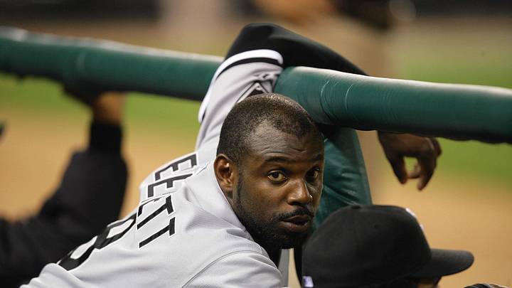 Sep 28, 2005; Detroit, MI, USA; Chicago White Sox designated hitter #8 Carl Everett talks to a teammate during the Sox game against the Detroit Tigers at Comerica Park. Mandatory Credit: Tom Szczerbowski-Imagn Images Copyright © 2005 Tom Szczerbowski Sep 28, 2005; Detroit, MI, USA; Chicago White Sox designated hitter #8 Carl Everett talks to a teammate during the Sox game against the Detroit Tigers at Comerica Park. Mandatory Credit: Tom Szczerbowski-Imagn Images Copyright © 2005 Tom Szczerbowski