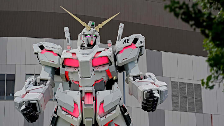 July 26, 2021; Tokyo, JAPAN; A view of the Life-Sized Unicorn Gundam Statue in front the DiverCity Tokyo Plaza during the Tokyo 2020 Summer Olympic Games.