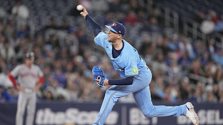 Toronto Blue Jays pitcher Jeff Hoffman (23) pitches to the Boston Red Sox during the ninth inning at Rogers Centre on April 30.