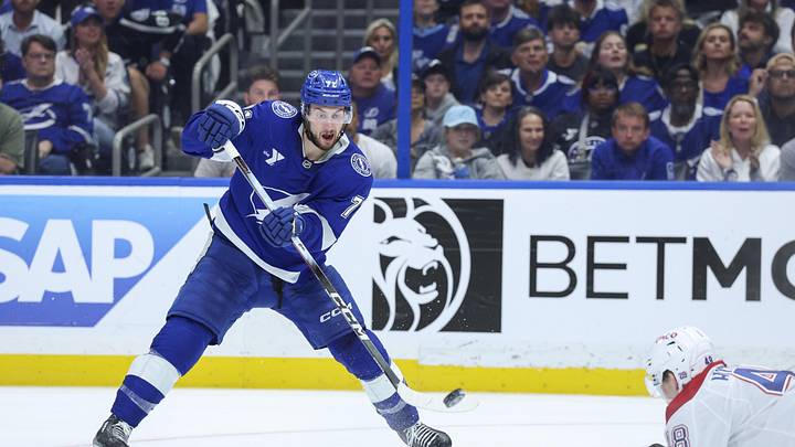 Apr 29, 2026; Tampa, Florida, USA; Tampa Bay Lightning center Anthony Cirelli (71) passes them puck against the Montreal Canadiens in the third period during game five of the first round of the 2026 Stanley Cup Playoffs at Benchmark International Arena. Mandatory Credit: Nathan Ray Seebeck-Imagn Images Apr 29, 2026; Tampa, Florida, USA; Tampa Bay Lightning center Anthony Cirelli (71) passes them puck against the Montreal Canadiens in the third period during game five of the first round of the 2026 Stanley Cup Playoffs at Benchmark International Arena. Mandatory Credit: Nathan Ray Seebeck-Imagn Images