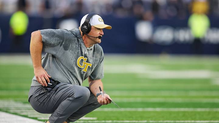 Oct 10, 2026; Atlanta, Georgia, USA; Georgia Tech Yellow Jackets head coach Brent Key on the sideline against the Duke Blue Devils in the fourth quarter at Bobby Dodd Stadium at Hyundai Field. Mandatory Credit: Brett Davis-Imagn Images