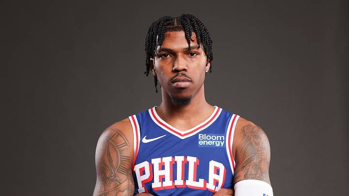 Philadelphia 76ers' Caleb Love poses for a photo during media day on Sep. 28, 2026.