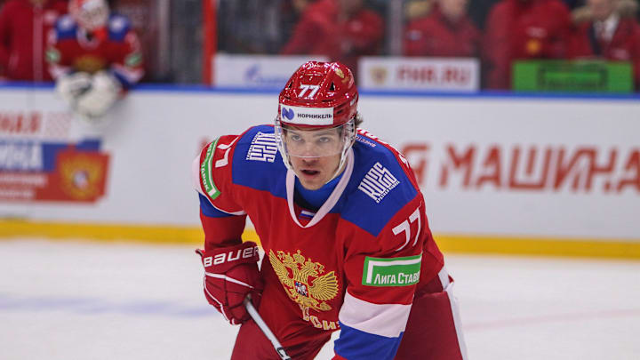 Russia 25 national hockey team player, Nikita Grebenkin (77...