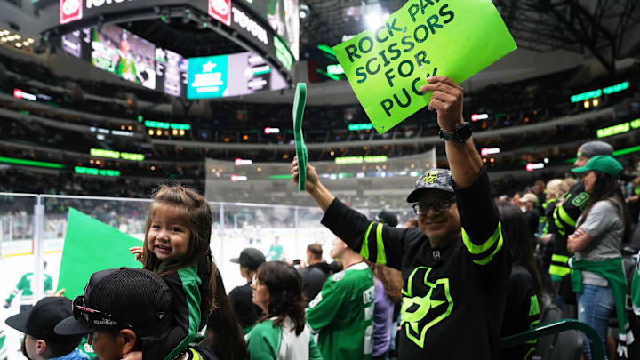 Dallas Stars fans during the NHL preseason match between the...