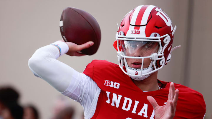 Indiana Hoosiers quarterback Tayven Jackson (2) practices...