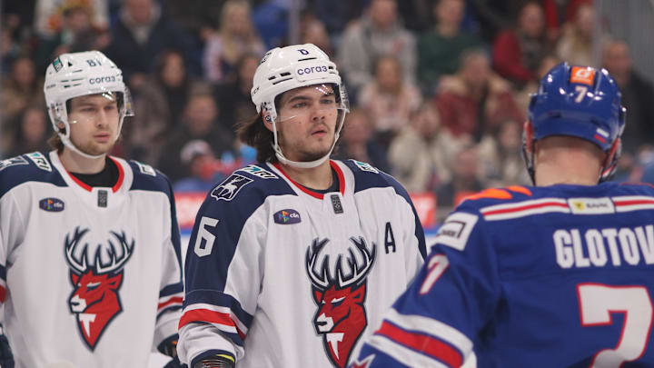 Bogdan Konyushkov (6) Torpedo Hockey Club seen in action...