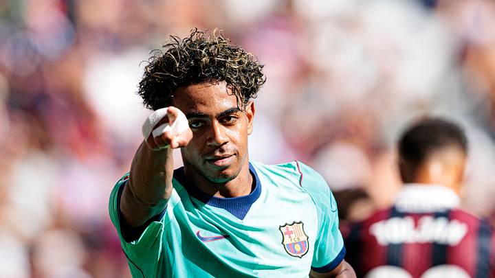 Lamine Yamal (FC Barcelona) seen in action celebrating Lamine Yamal (FC Barcelona) seen in action celebrating