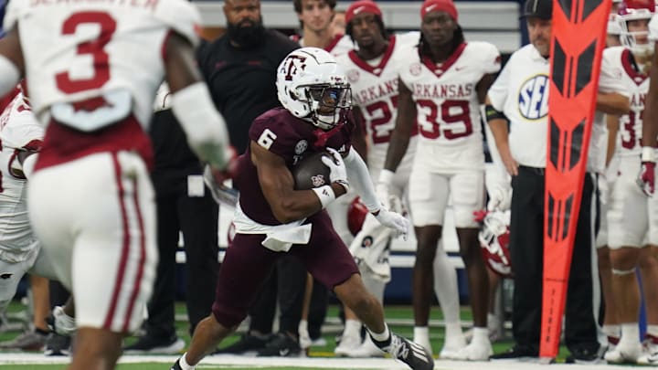 Texas A&M Aggies wide receiver Cyrus Allen #6 catches the...