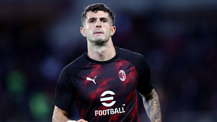 Christian Pulisic of Ac Milan during warm up before the...