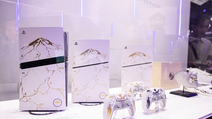 Playstation 5 and game controller in Ghost of Ytei...