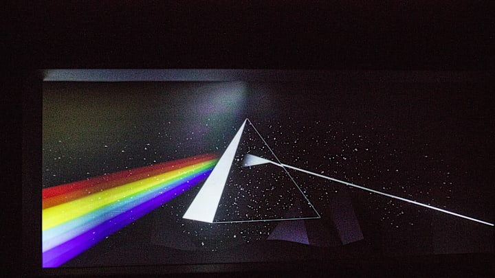 An artwork issued from the album cover The Dark Side of the Moon
