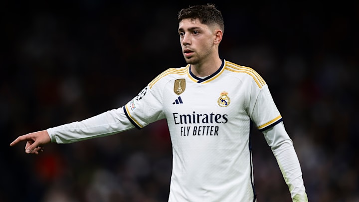Federico Valverde of Real Madrid CF gestures during the UEFA...