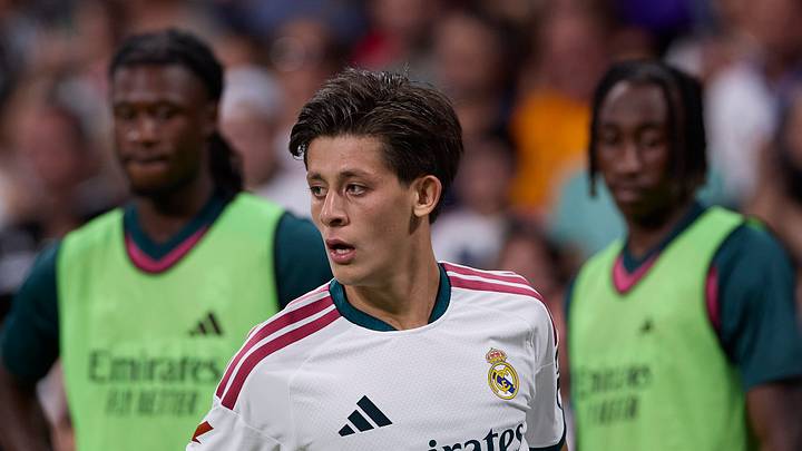 Arda Guler of Real Madrid CF seen in action during the Arda Guler of Real Madrid CF seen in action during the