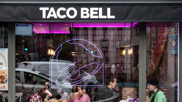 Customers eat at the American chain of fast-food restaurants...
