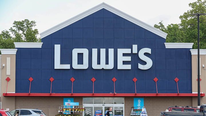 An exterior view of a Lowe's home improvement store at the...