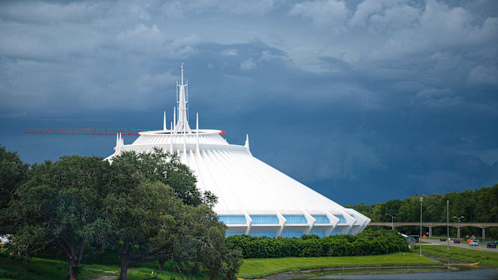 Modern building part of the Tron Ride at Walt Disney World's...