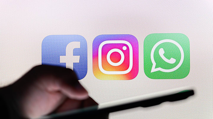 In this photo illustration, the Facebook, Instagram and...