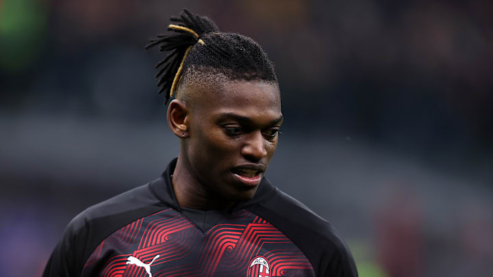 Rafael Leao of Ac Milan  during warm up before the Serie A...