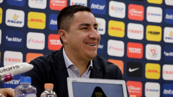 Efrain Juarez Valdez speaking during a news conference to...