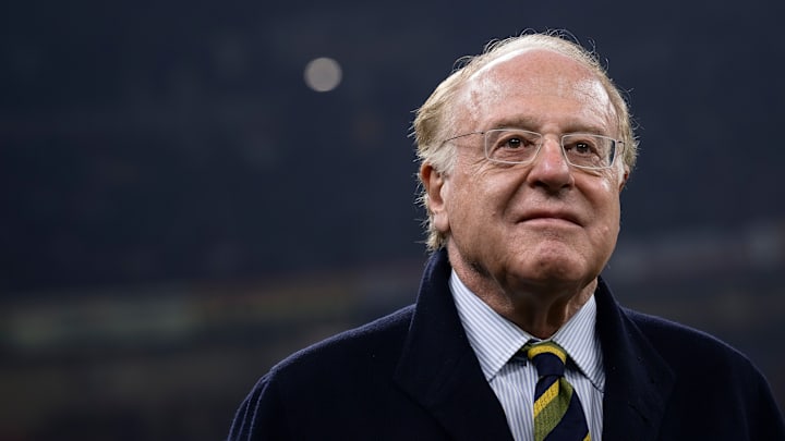 Paolo Scaroni, chairman of AC Milan, looks on prior to the...