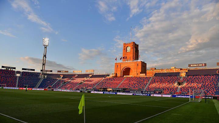 A general view of the stadium during the Serie A football...