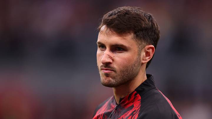 Santiago Gimenez of Ac Milan during warm up before the Serie
