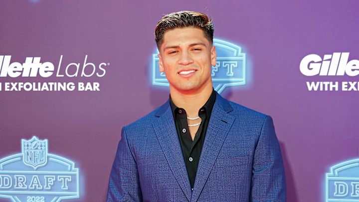 Apr 28, 2022; Las Vegas, NV, USA; Ole Miss quarterback Matt Corral on the red carpet at the