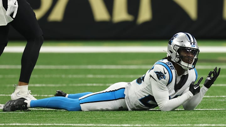 Carolina Panthers cornerback Chau Smith-Wade (26) reacts during the second quarter