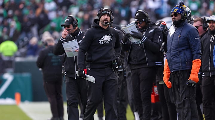Dec 14, 2025; Philadelphia, Pennsylvania, USA; Philadelphia Eagles head coach Nick Sirianni on the sidelines during the first quarter against the Las Vegas Raiders at Lincoln Financial Field. Dec 14, 2025; Philadelphia, Pennsylvania, USA; Philadelphia Eagles head coach Nick Sirianni on the sidelines during the first quarter against the Las Vegas Raiders at Lincoln Financial Field.