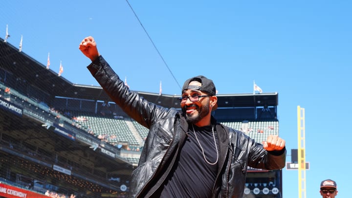 Aug 27, 2023; San Francisco, California, USA; Former San Francisco Giants player Sergio Romo.