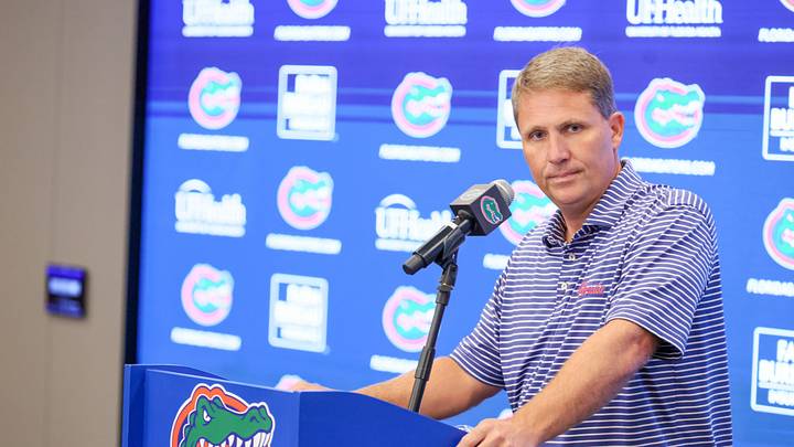 Offensive Coordinator Buster Faulkner speaks during Florida Football Fall camp availability at Heavener Football Training Center in Gainesville, FL on Tuesday, August 4, 2026. [Alan Youngblood/Gainesville Sun]