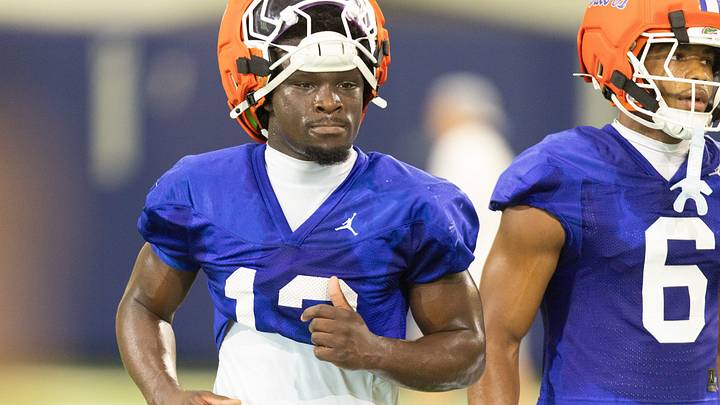 Florida running back Jadan Baugh (13) practices during Florida Football Fall camp availability at Heavener Football Training Center in Gainesville, FL on Wednesday, August 5, 2026. [Alan Youngblood/Gainesville Sun]
