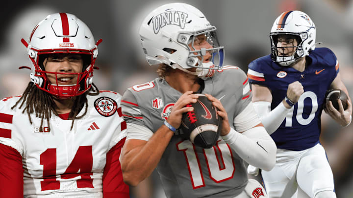 Nebraska's 2026 quarterbacks: TJ Lateef, Anthony Colandrea, and Daniel Kaelin.